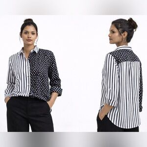 Nygard stripe and leopard print shirt